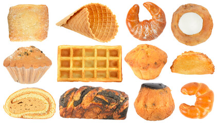 Sweet tasty pastries isolated on white