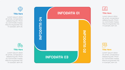 4 Options or Steps Infographic Element with Flat Style for presentations, reports, and web