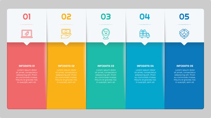 5 Options or Steps Infographic Element with Flat Style for presentations, reports, and web