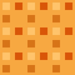 A grid of evenly spaced squares, each a varying shade of orange and brown, is set against a lighter orange background. The repetitive pattern creates a sense of order and balance.