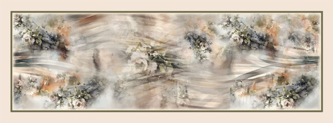 digital silk scarf design with seamless textile pattern