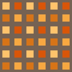 A grid of squares features varying shades of orange and brown, each square aligned in a neat pattern. The background exhibits a muted brown, highlighting the warm tones of the squares.