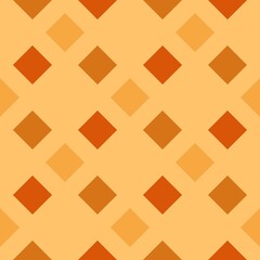 Geometric patterns featuring a series of diamond shapes create a repeated design in shades of orange and brown. The background is a light beige, enhancing the warm tones of the diamonds.
