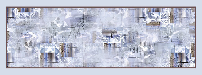 digital silk scarf design with seamless textile pattern