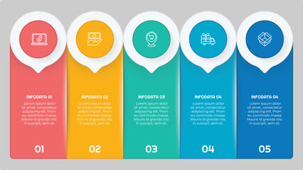 5 Options or Steps Infographic Element with Flat Style for presentations, reports, and web