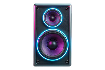 Neon audio speaker image isolated on a transparent background