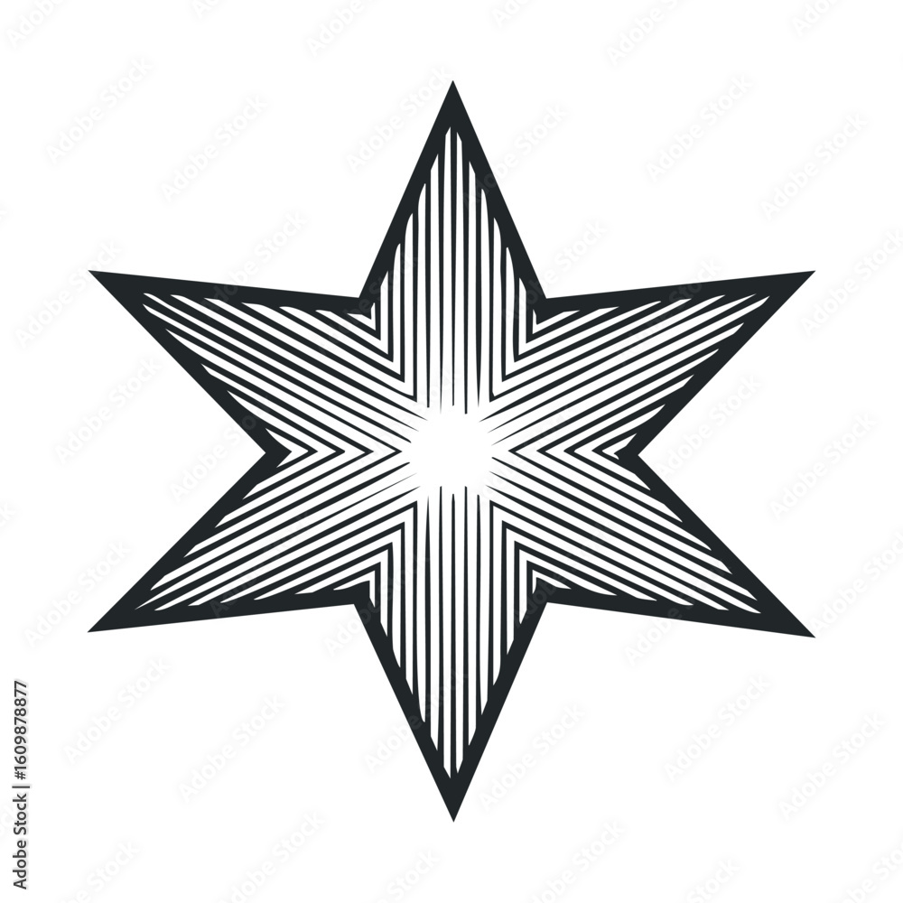 Poster striking geometric star design with radial lines and sharp points