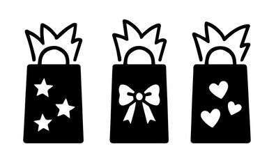 Silhouette of Party Favor Bags with Tissue Paper Popping Out, Decorated, Editable Formats: AI, EPS, JPG, PNG, Ideal for Both Digital and Print Use
