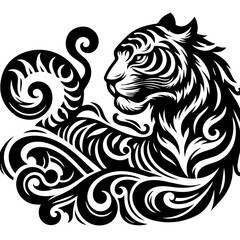 Obraz premium Stylized Black Tiger Tribal Design.