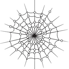 Obraz premium Black and white spider web pattern with circular nodes