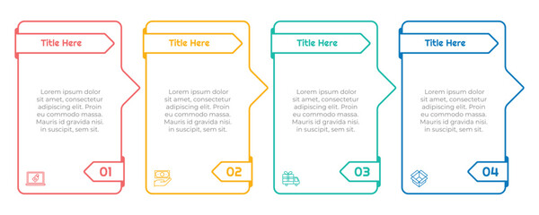 4 Options or Steps Infographic Element with Outline Style for presentations, reports, and web