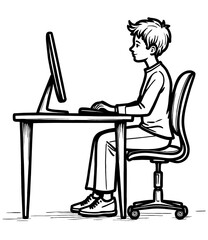 Student at Computer