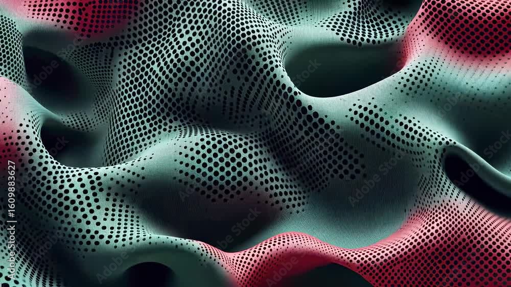 Poster abstract textured waves with dot patterns in vibrant colors