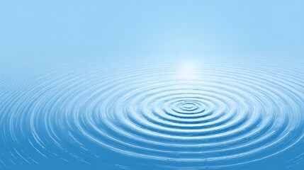 Rippling water surface with concentric circles and light reflection ripples blue