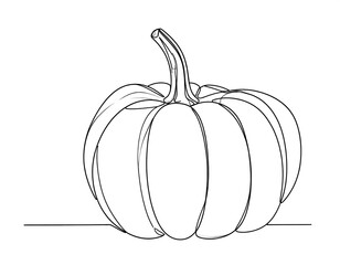 Single-line drawing of a pumpkin