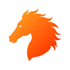 Head of Fiery Horse, New Year Symbol, Red Icon 