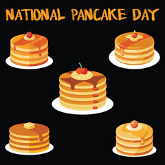 National Pancake Day Festivities Featuring Delicious Pancake Stacks.