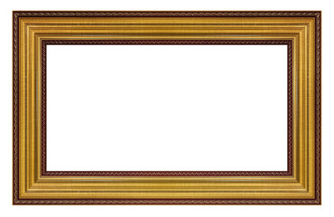 Old style vintage golden frame isolated on a white background