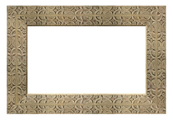 Old style vintage golden frame isolated on a white background