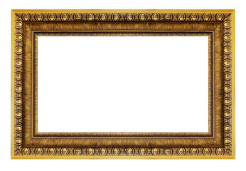 Old style vintage golden frame isolated on a white background