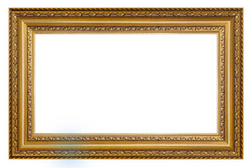 Old style vintage golden frame isolated on a white background