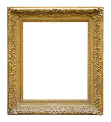 Old vintage golden frame isolated