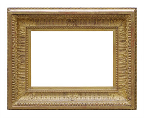 Old vintage golden frame isolated