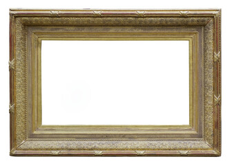 Old vintage golden frame isolated