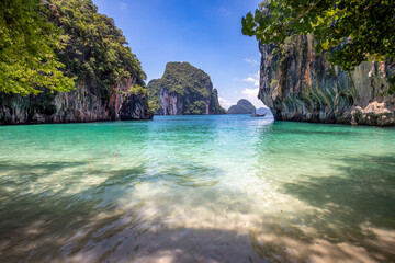 Paradisiacal beach in Lao Lading Island within Than Bok Khorani National Park in Krabi, Thailand