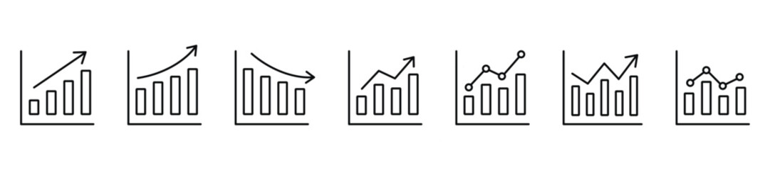 growing graph icon set vector