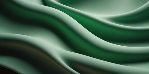 Obraz premium Soft green wave-like folds in abstract fluid motion, Generative AI