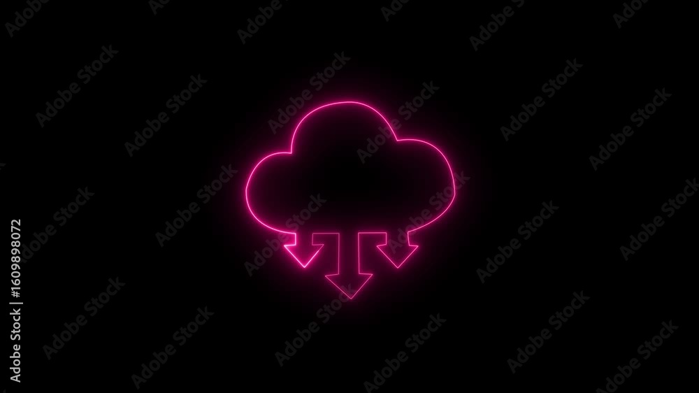 Aufkleber down technology data transformation concept. glowing neon line of cloud computing icon for download 