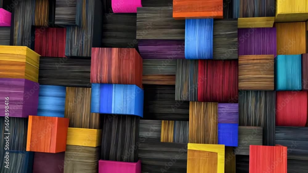 Poster vibrant geometric abstraction with colorful textures and patterns