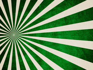 Retro grunge rays background. Green and beige color burst background. Center on the left side.Sun beam ray wallpaper. Vintage circus poster, banner