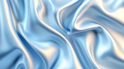 Fototapeta premium Soft flowing blue satin silk fabric background with a luxurious wavy texture