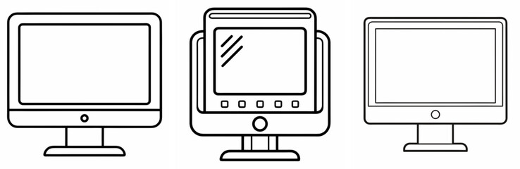 Monitor Coloring Pages set &ndash; Technology, Computer, Outline, Kids, Printable, Electronics, Design

