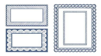 Decorative Frames in Blue Ink: A Collection of Hand-Drawn Designs for Creative Invitations and Artistic Projects.