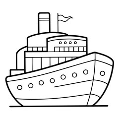 Fototapeta premium Steamship Vintage Boat Coloring Pages – Printable, Outline, Nautical, Kids, Fun, Easy