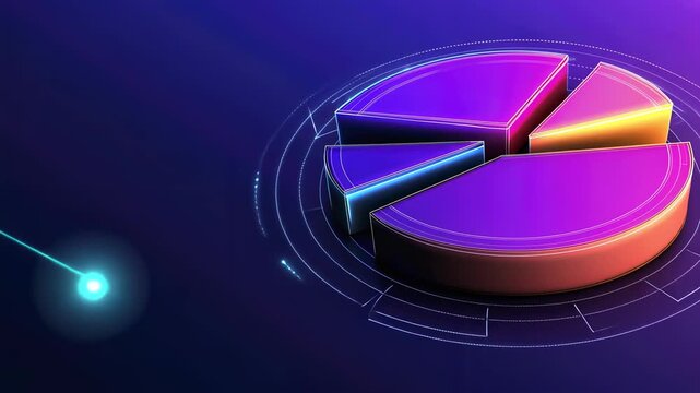 Colorful pie chart on a digital background