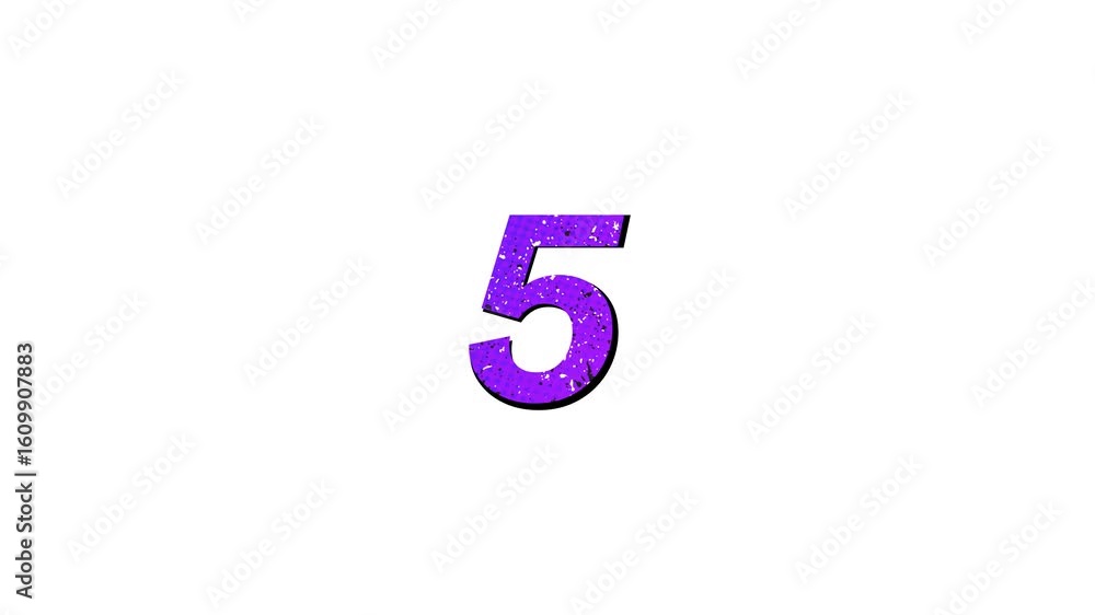 Poster purple 10 seconds countdown with american comic-style dot pattern and slight bounce effect on a whit