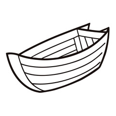 Wooden Boat Coloring Pages – Outline, Nautical, Vintage, Watercraft, Line Art, Printable, Rustic