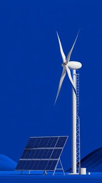 Erneuerbare Energien mit Windturbine und Photovoltaik Panel Graphik AI Illustration