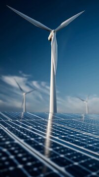 Erneuerbare Energien mit Windturbine und Photovoltaik Panel Graphik AI Illustration