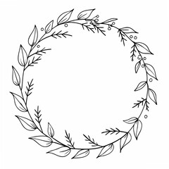 Wreath of Birch Coloring Pages – Outline, Tree, Botanical, Nature, Forest, Line Art, Printable