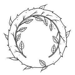 Wreath of Birch Coloring Pages – Outline, Tree, Botanical, Nature, Forest, Line Art, Printable