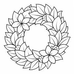 Wreath of Paradise Flowers Coloring Pages, Floral, Outline, Botanical, Nature, Tropical, Line Art, Printable