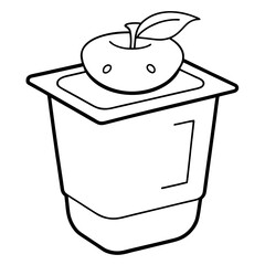 Yoghurt Pack Coloring Pages , Outline, Line Art, Printable, Food, Dairy, Snack, Cartoon