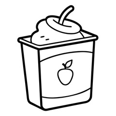 Yoghurt Pack Coloring Pages , Outline, Line Art, Printable, Food, Dairy, Snack, Cartoon