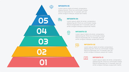 5 Options or Steps Triangle Infographic Element with Flat Style for presentations, reports, and web