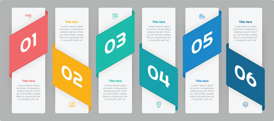 6 Options or Steps Infographic Element with Flat Style for presentations, reports, and web